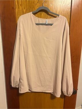 Women's Long Sleeve V-Neck Blouse - Blush